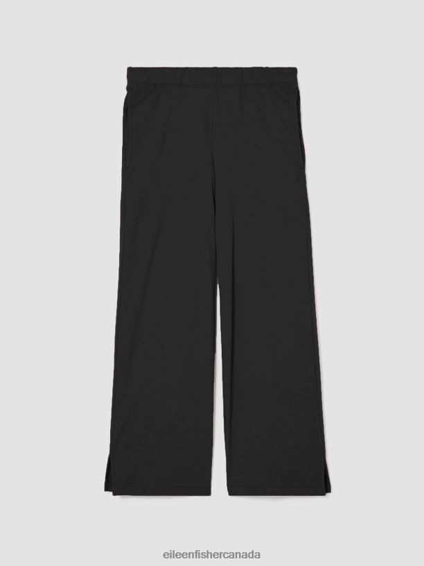 EILEEN FISHER Cozy Organic Cotton Interlock Wide-Leg Pant Easy Fit Ankle Length Women BLACK Clothing 024FN916