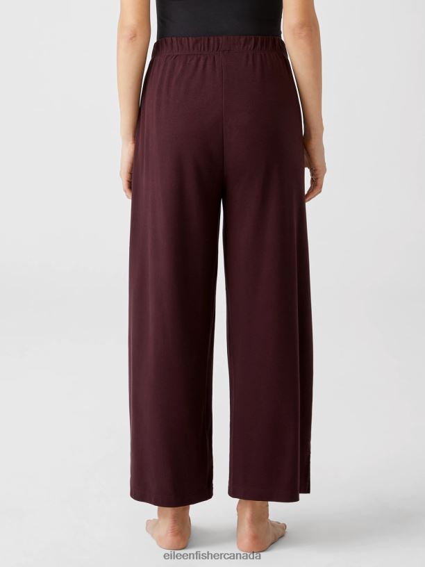 EILEEN FISHER Cozy Organic Cotton Interlock Wide-Leg Pant Easy Fit Ankle Length Women CASSIS Clothing 024FN919