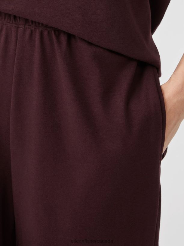 EILEEN FISHER Cozy Organic Cotton Interlock Wide-Leg Pant Easy Fit Ankle Length Women CASSIS Clothing 024FN919