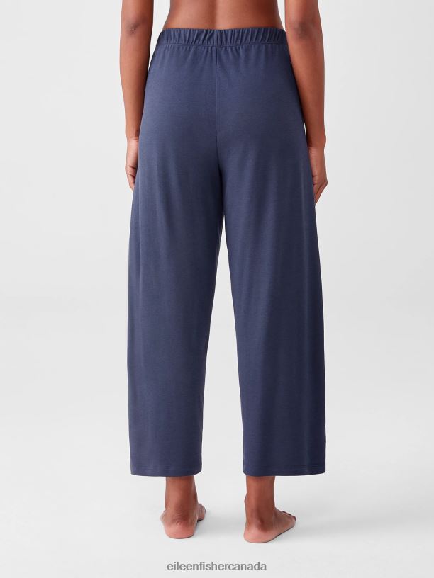 EILEEN FISHER Cozy Organic Cotton Interlock Wide-Leg Pant Easy Fit Ankle Length Women INDIGO Clothing 024FN917