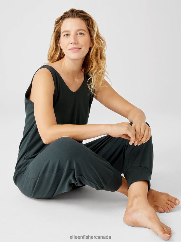 EILEEN FISHER Organic Cotton Interlock Sleep Jumpsuit Easy Fit Cropped Length Women IVY Clothing 024FN935