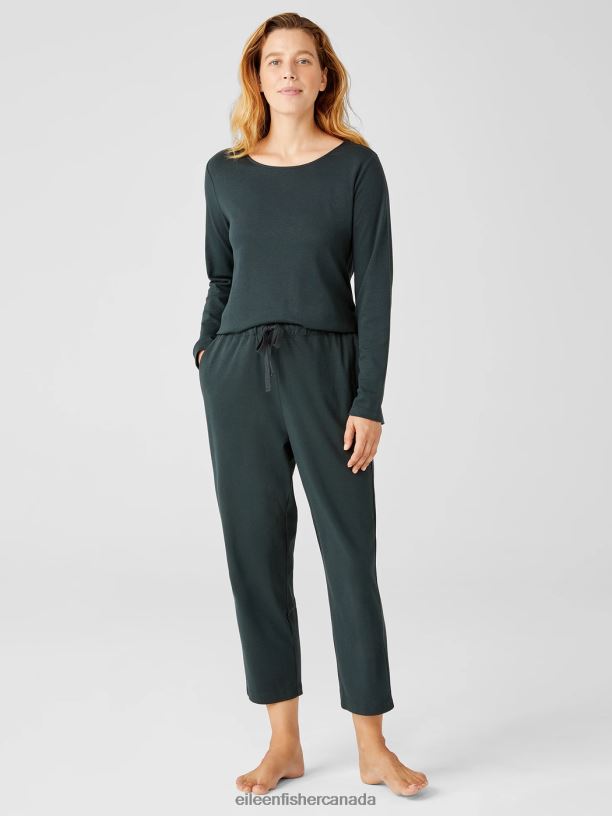 EILEEN FISHER Organic Cotton Interlock Slouchy Sleep Pant Easy Fit Cropped Length Women IVY Clothing 024FN974