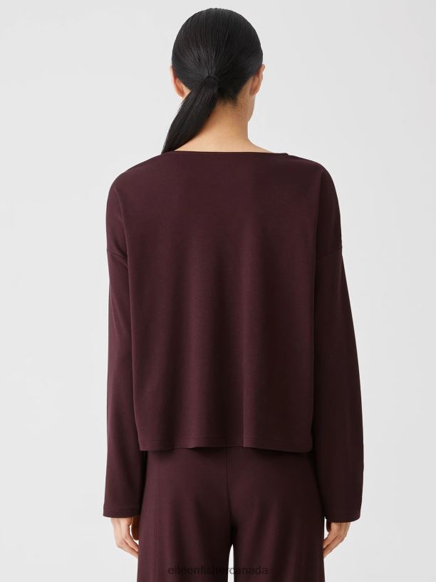 EILEEN FISHER Cozy Organic Cotton Interlock Box-Top Boxy Fit Short Length Women BLACK Clothing 024FN984