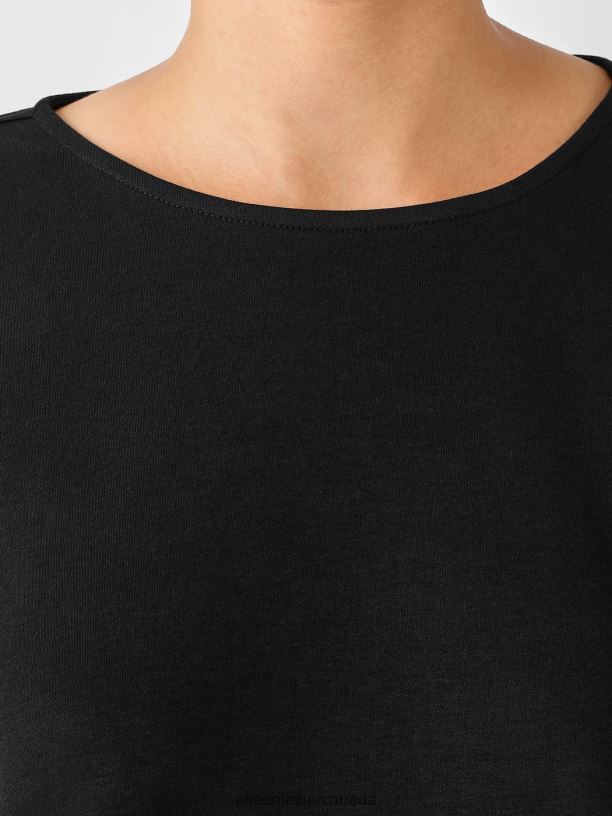 EILEEN FISHER Cozy Organic Cotton Interlock Box-Top Boxy Fit Short Length Women BLACK Clothing 024FN985