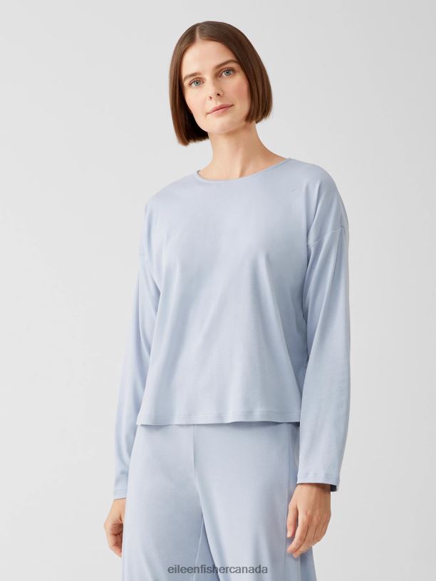 EILEEN FISHER Cozy Organic Cotton Interlock Box-Top Boxy Fit Short Length Women DELPHINE Clothing 024FN988