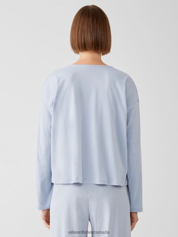 EILEEN FISHER Cozy Organic Cotton Interlock Box-Top Boxy Fit Short Length Women DELPHINE Clothing 024FN988