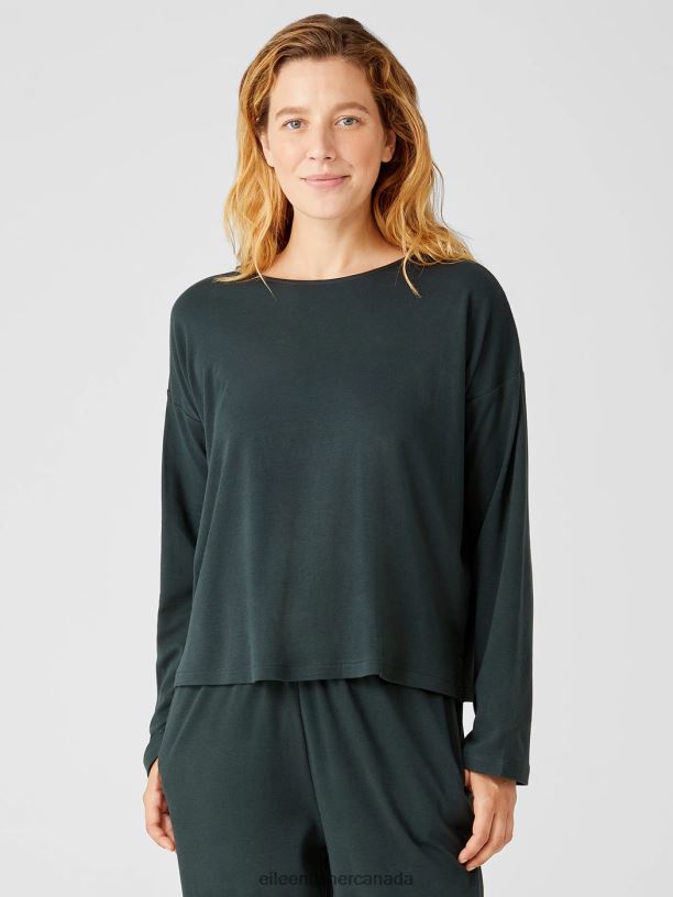 EILEEN FISHER Cozy Organic Cotton Interlock Box-Top Boxy Fit Short Length Women IVY Clothing 024FN991