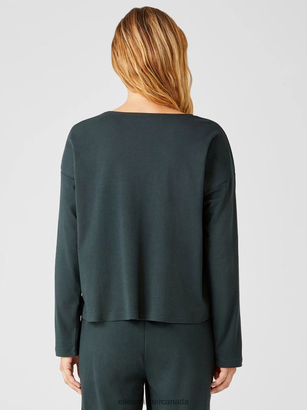 EILEEN FISHER Cozy Organic Cotton Interlock Box-Top Boxy Fit Short Length Women IVY Clothing 024FN991