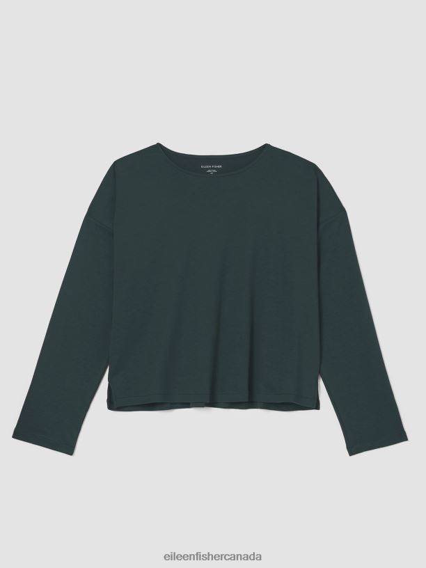 EILEEN FISHER Cozy Organic Cotton Interlock Box-Top Boxy Fit Short Length Women IVY Clothing 024FN991