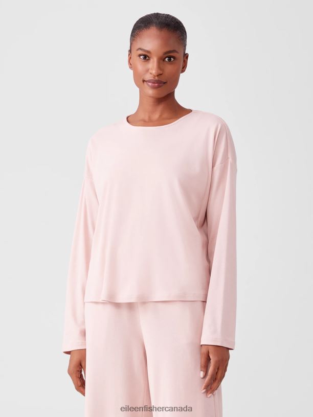 EILEEN FISHER Cozy Organic Cotton Interlock Box-Top Boxy Fit Short Length Women POWDER Clothing 024FN990