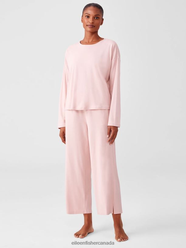 EILEEN FISHER Cozy Organic Cotton Interlock Box-Top Boxy Fit Short Length Women POWDER Clothing 024FN990