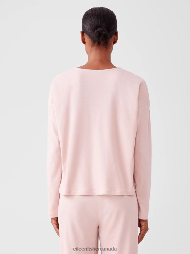 EILEEN FISHER Cozy Organic Cotton Interlock Box-Top Boxy Fit Short Length Women POWDER Clothing 024FN990