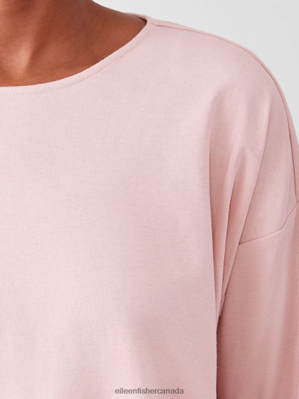 EILEEN FISHER Cozy Organic Cotton Interlock Box-Top Boxy Fit Short Length Women POWDER Clothing 024FN990