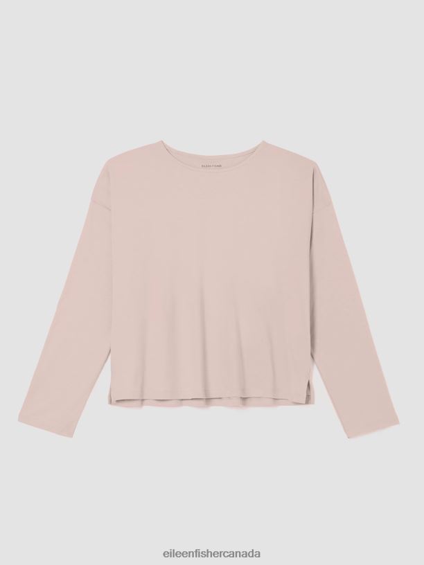 EILEEN FISHER Cozy Organic Cotton Interlock Box-Top Boxy Fit Short Length Women POWDER Clothing 024FN990