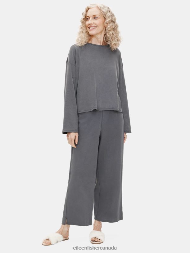 EILEEN FISHER Organic Cotton Interlock Sleep Box-Top Boxy Fit Short Length Women ASH Clothing 024FN1027