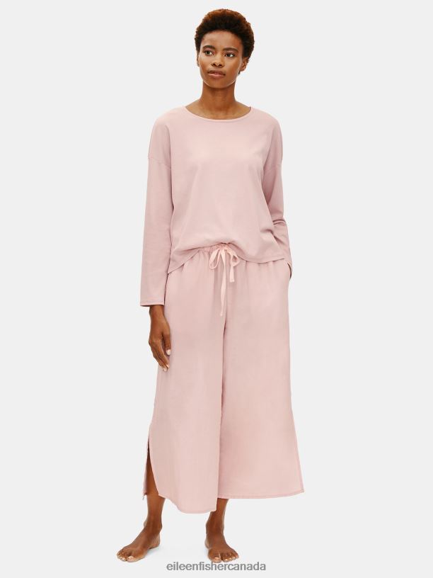 EILEEN FISHER Organic Cotton Interlock Sleep Box-Top Boxy Fit Short Length Women POWDER Clothing 024FN1029