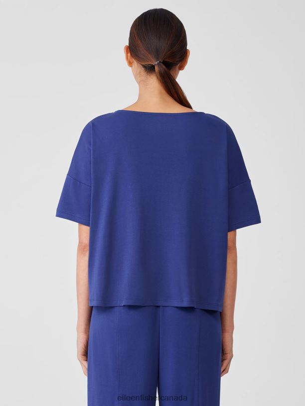 EILEEN FISHER Organic Cotton Interlock Sleep Tee Boxy Fit Short Length Women IRIS Clothing 024FN904