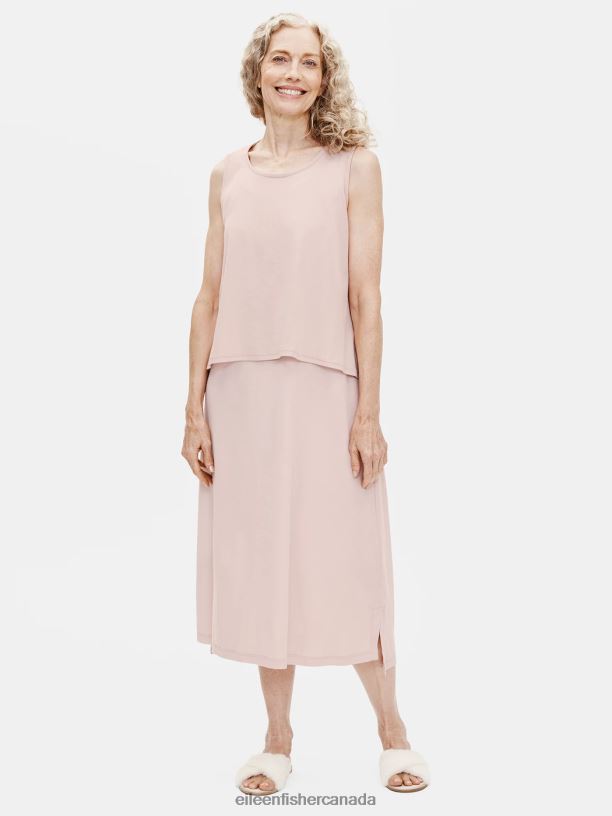 EILEEN FISHER Organic Cotton Interlock U-Neck Sleep Tank Easy Fit Short Length Women POWDER Clothing 024FN1011