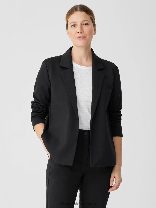 EILEEN FISHER Cotton Blend Ponte Blazer Easy Fit Basic Length Women BLACK Clothing 024FN497