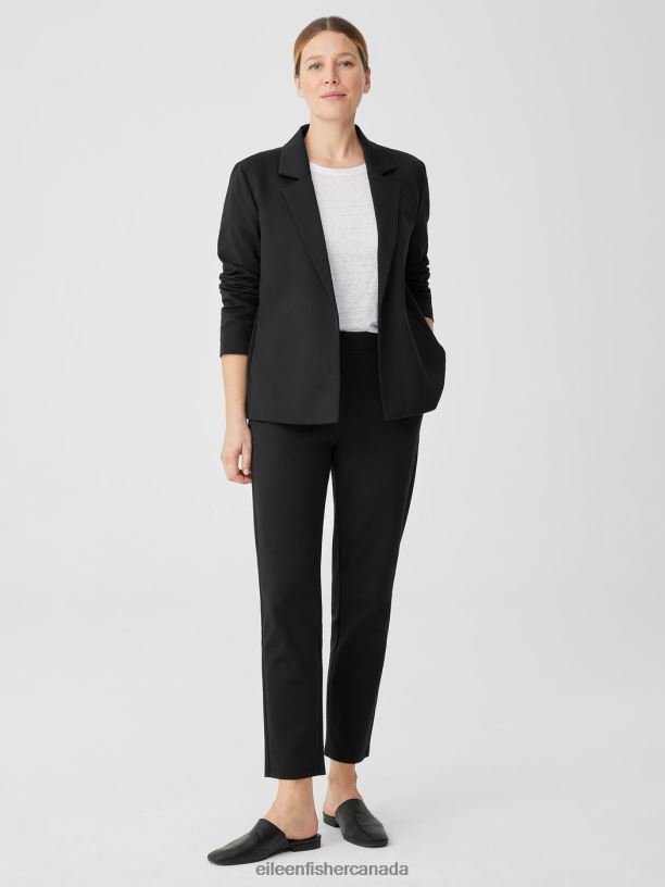 EILEEN FISHER Cotton Blend Ponte Blazer Easy Fit Basic Length Women BLACK Clothing 024FN497