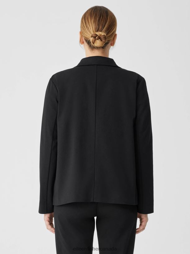 EILEEN FISHER Cotton Blend Ponte Blazer Easy Fit Basic Length Women BLACK Clothing 024FN497