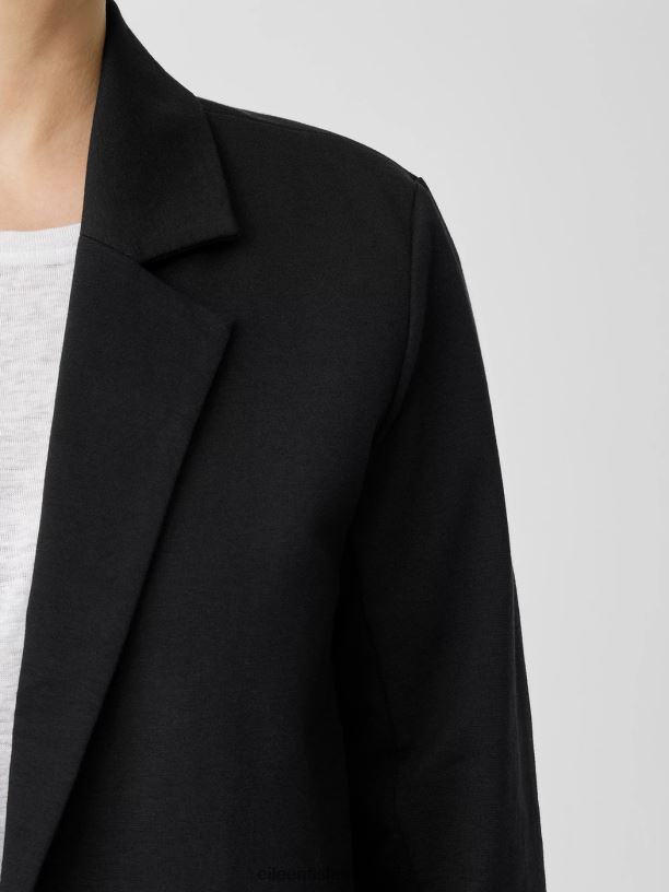 EILEEN FISHER Cotton Blend Ponte Blazer Easy Fit Basic Length Women BLACK Clothing 024FN497