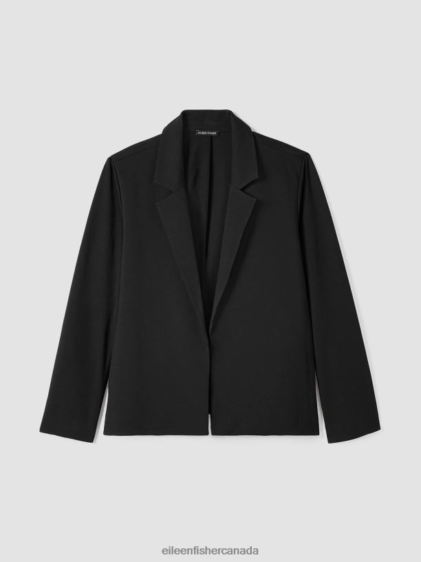 EILEEN FISHER Cotton Blend Ponte Blazer Easy Fit Basic Length Women BLACK Clothing 024FN497