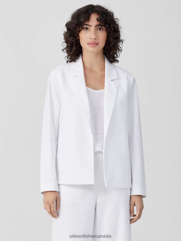 EILEEN FISHER Cotton Blend Ponte Blazer Easy Fit Basic Length Women WHITE Clothing 024FN498