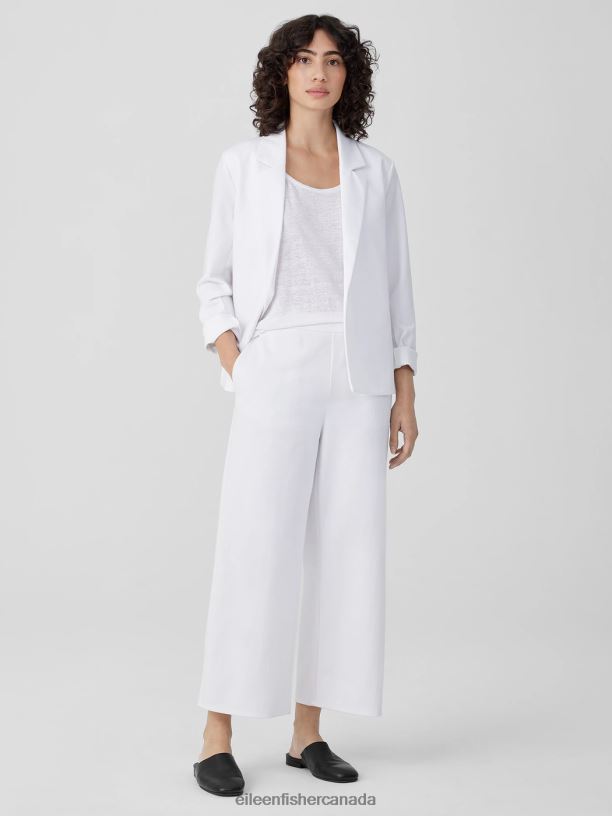 EILEEN FISHER Cotton Blend Ponte Blazer Easy Fit Basic Length Women WHITE Clothing 024FN498
