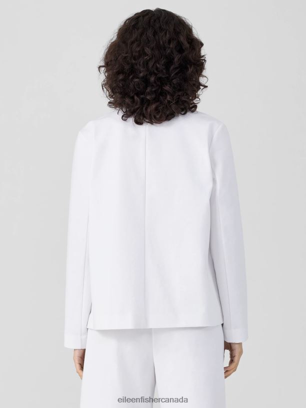 EILEEN FISHER Cotton Blend Ponte Blazer Easy Fit Basic Length Women WHITE Clothing 024FN498