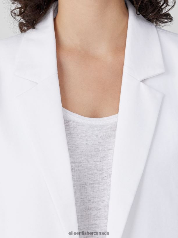 EILEEN FISHER Cotton Blend Ponte Blazer Easy Fit Basic Length Women WHITE Clothing 024FN498