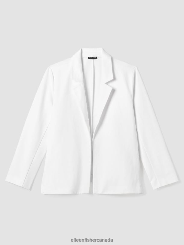 EILEEN FISHER Cotton Blend Ponte Blazer Easy Fit Basic Length Women WHITE Clothing 024FN498