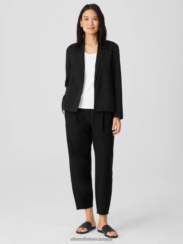 EILEEN FISHER Cotton Ponte Blazer Easy Fit Basic Length Women BLACK Clothing 024FN537