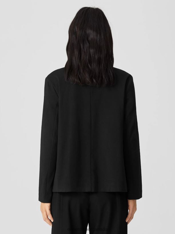 EILEEN FISHER Cotton Ponte Blazer Easy Fit Basic Length Women BLACK Clothing 024FN537