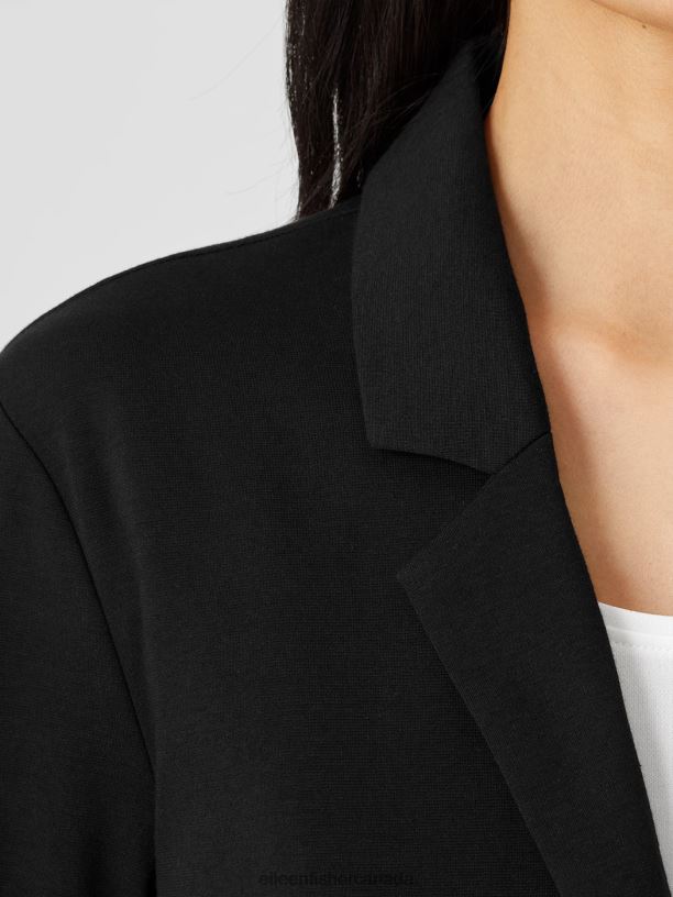 EILEEN FISHER Cotton Ponte Blazer Easy Fit Basic Length Women BLACK Clothing 024FN537