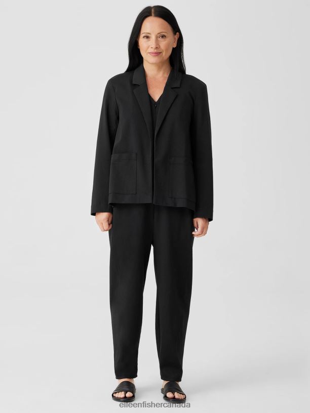 EILEEN FISHER Cotton Ponte Blazer Easy Fit Basic Length Women BLACK Clothing 024FN537