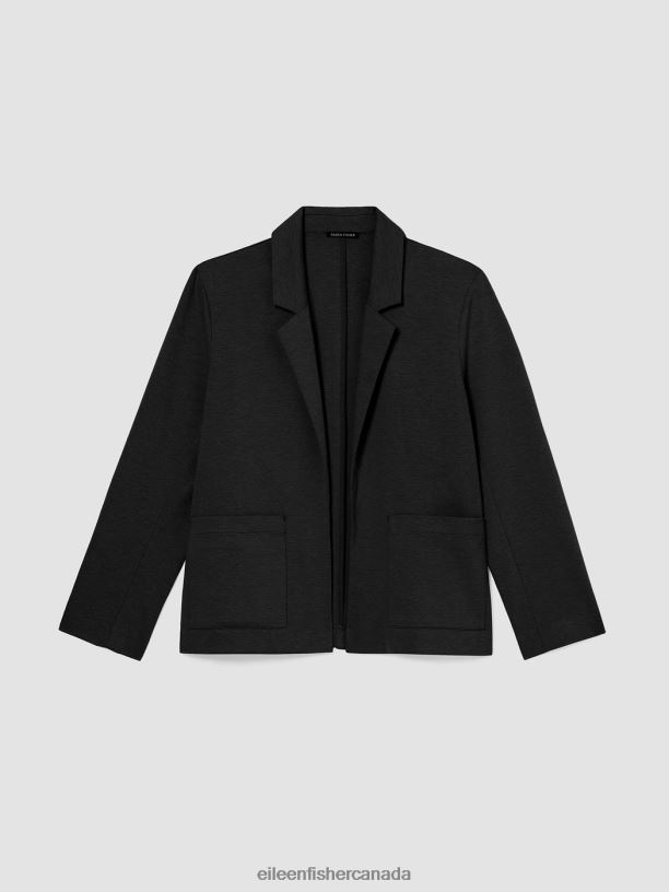 EILEEN FISHER Cotton Ponte Blazer Easy Fit Basic Length Women BLACK Clothing 024FN537