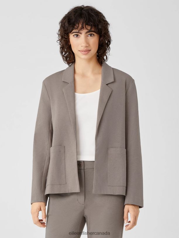 EILEEN FISHER Cotton Ponte Blazer Easy Fit Basic Length Women LIGHT BARLEY Clothing 024FN539