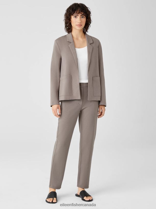 EILEEN FISHER Cotton Ponte Blazer Easy Fit Basic Length Women LIGHT BARLEY Clothing 024FN539