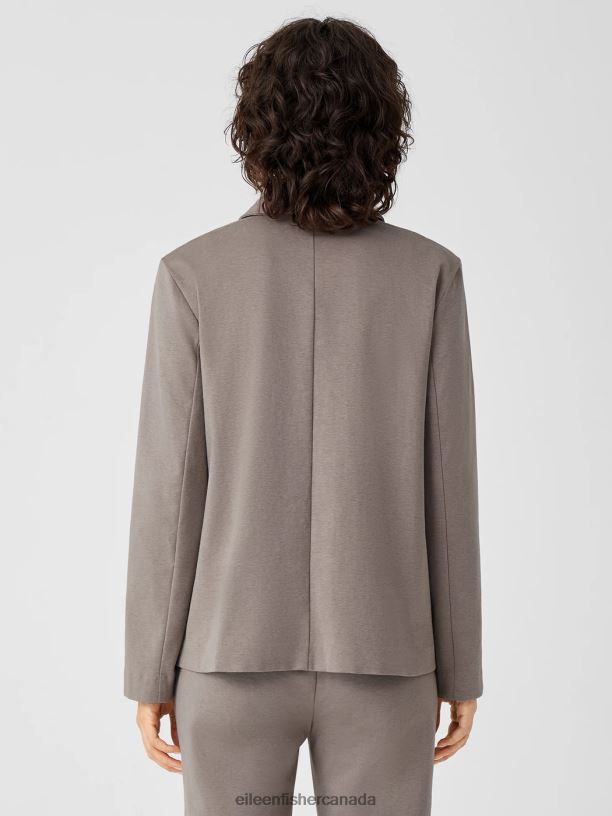 EILEEN FISHER Cotton Ponte Blazer Easy Fit Basic Length Women LIGHT BARLEY Clothing 024FN539