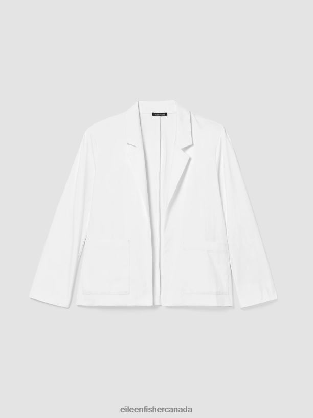 EILEEN FISHER Cotton Ponte Blazer Easy Fit Basic Length Women WHITE Clothing 024FN538
