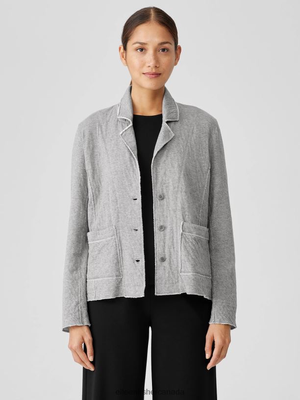 EILEEN FISHER Double Layer Organic Cotton Blazer Easy Fit Basic Length Women MOON Clothing 024FN511