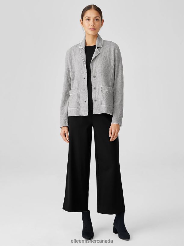 EILEEN FISHER Double Layer Organic Cotton Blazer Easy Fit Basic Length Women MOON Clothing 024FN511