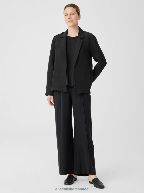 EILEEN FISHER Lightweight Silk Sponge Blazer Easy Fit Basic Length Women BLACK Clothing 024FN499