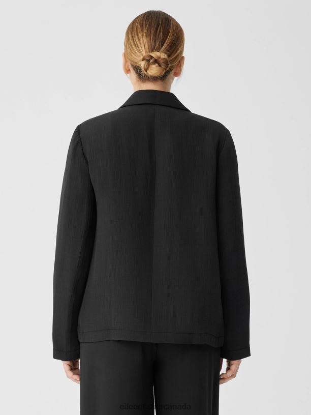EILEEN FISHER Lightweight Silk Sponge Blazer Easy Fit Basic Length Women BLACK Clothing 024FN499