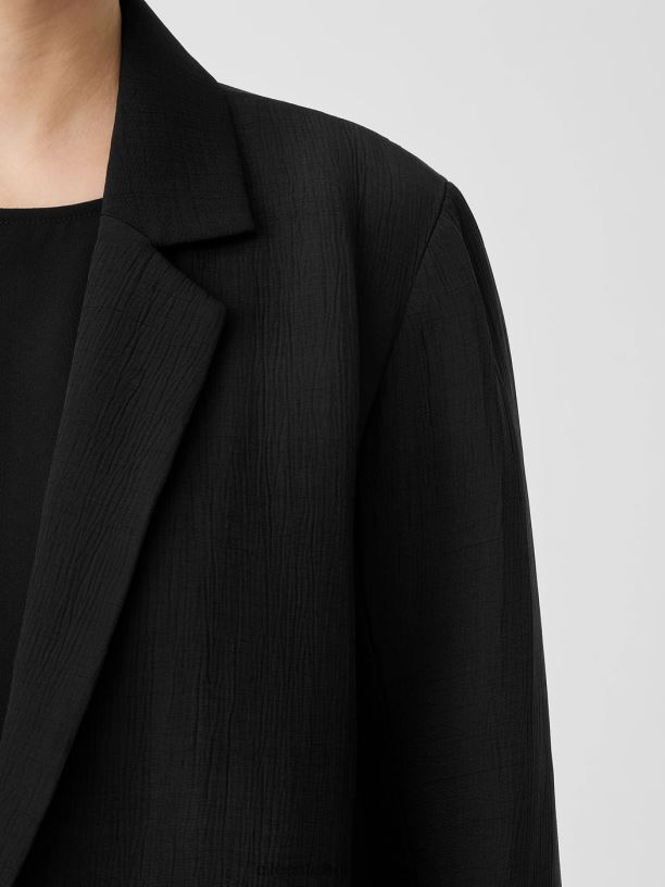 EILEEN FISHER Lightweight Silk Sponge Blazer Easy Fit Basic Length Women BLACK Clothing 024FN499