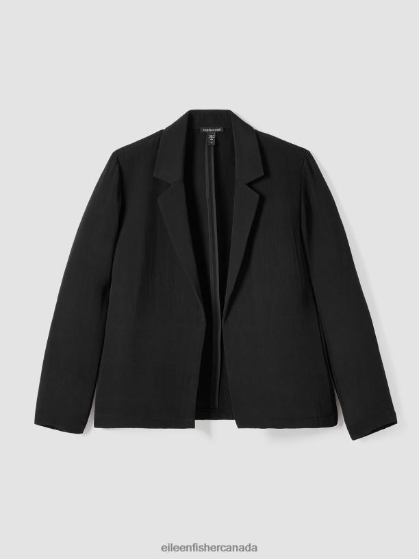 EILEEN FISHER Lightweight Silk Sponge Blazer Easy Fit Basic Length Women BLACK Clothing 024FN499