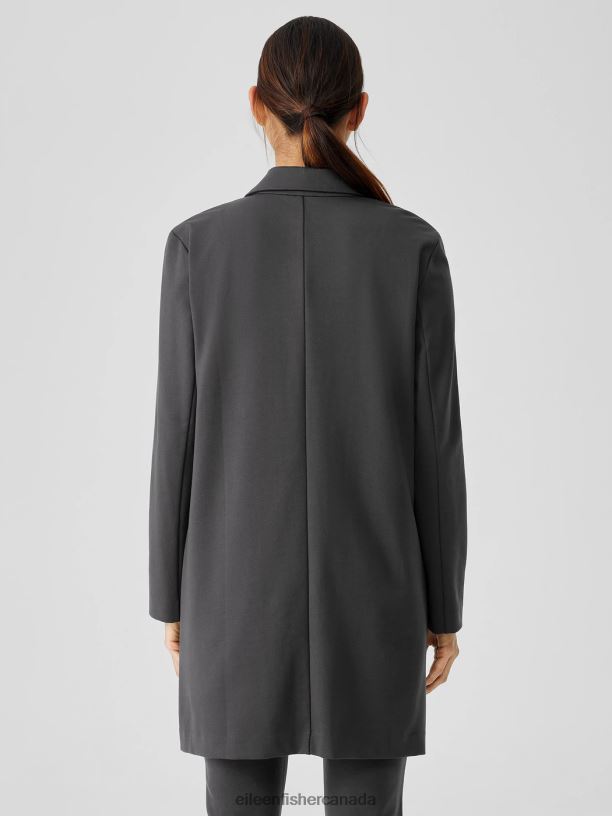 EILEEN FISHER Washable Flex Ponte Long Blazer Easy Fit Thigh Length Women BLACK Clothing 024FN524
