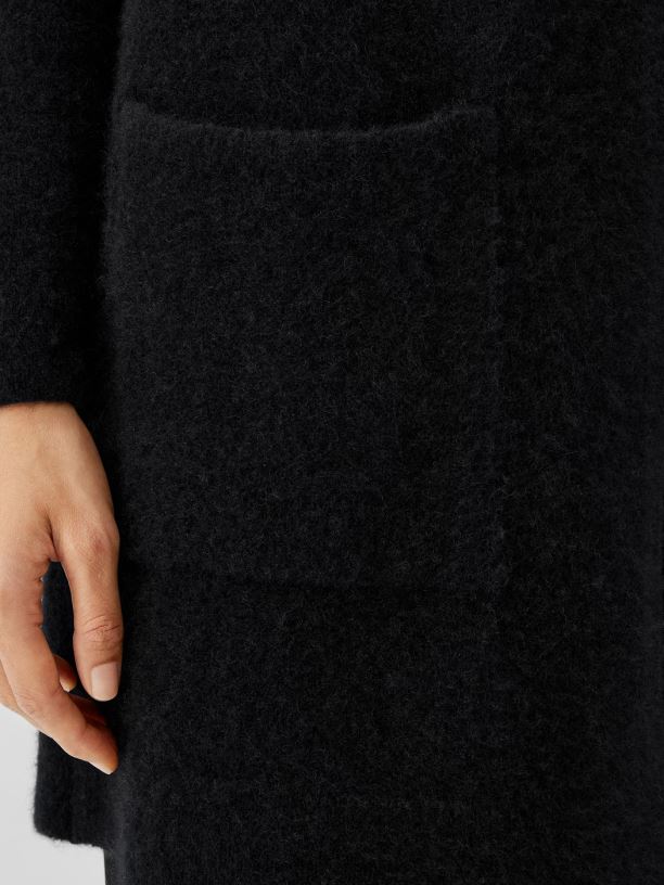 EILEEN FISHER Cashmere Silk Bliss Long Cardigan Easy Fit Thigh Length Women BLACK Clothing 024FN489