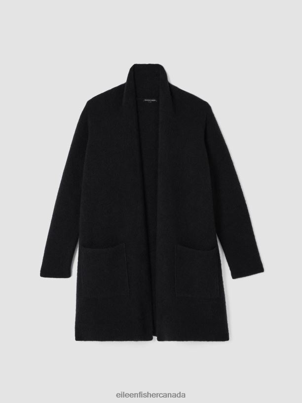 EILEEN FISHER Cashmere Silk Bliss Long Cardigan Easy Fit Thigh Length Women BLACK Clothing 024FN489